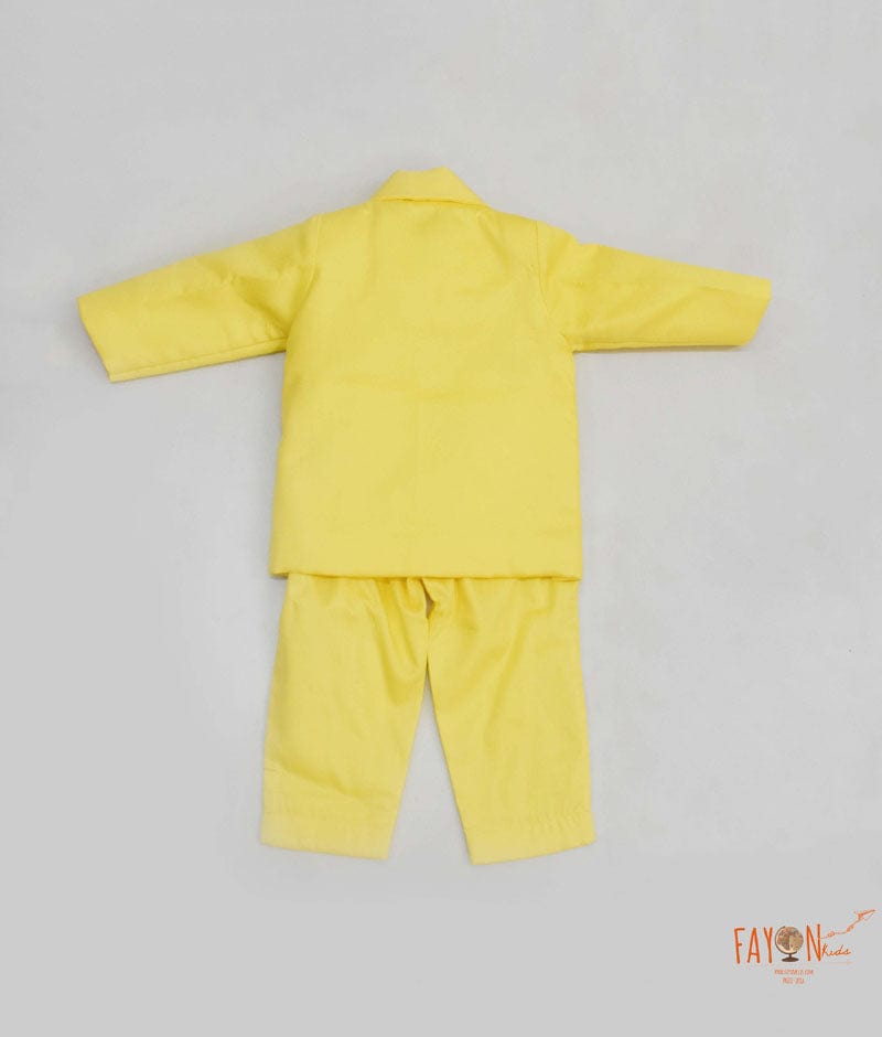 Fayon Kids Yellow Ballons Motif Coat with White Shirt Pant for Boys