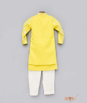 Yellow Embroidery Jacket with Kurta Pant for Boys