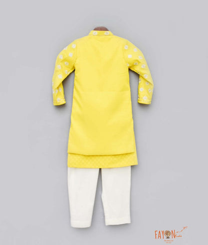 Yellow Embroidery Jacket with Kurta Pant for Boys