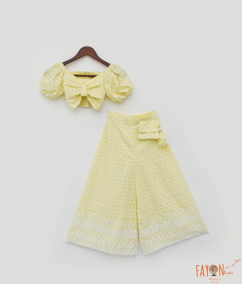 Fayon Kids Yellow Embroidery Top and Sharara for Girls