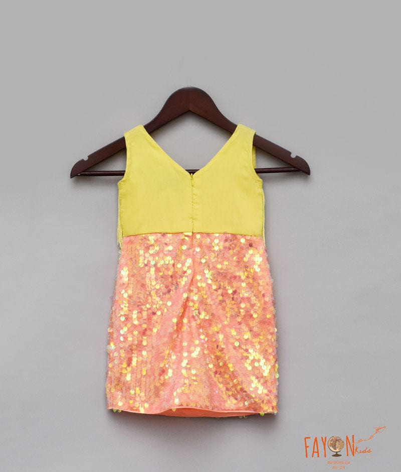 Fayon Kids Yellow Peachish Orange Dress for Girls