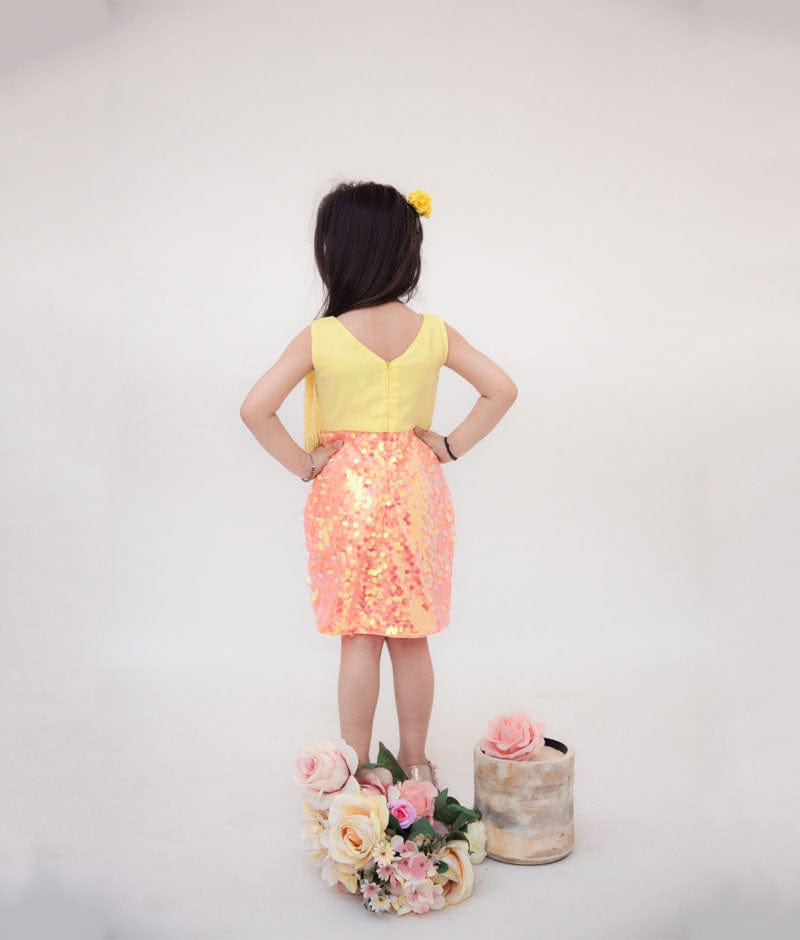Fayon Kids Yellow Peachish Orange Dress for Girls