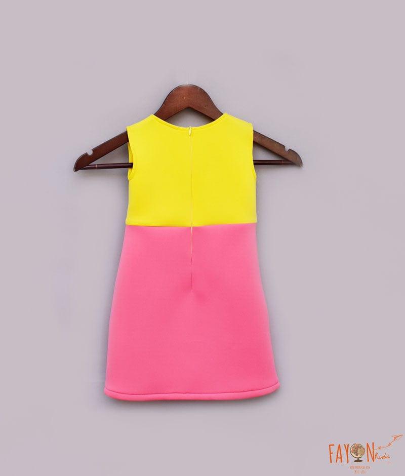 Fayon Kids Yellow Pink Lycra Dress for Girls