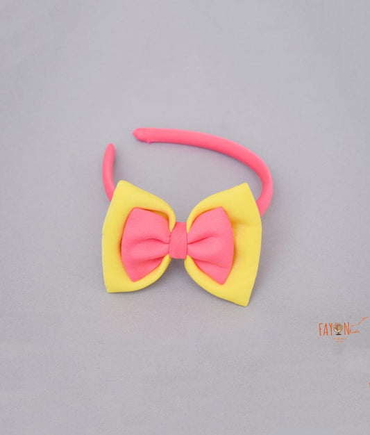 Fayon Kids Yellow Pink Lycra Hairband for Girls