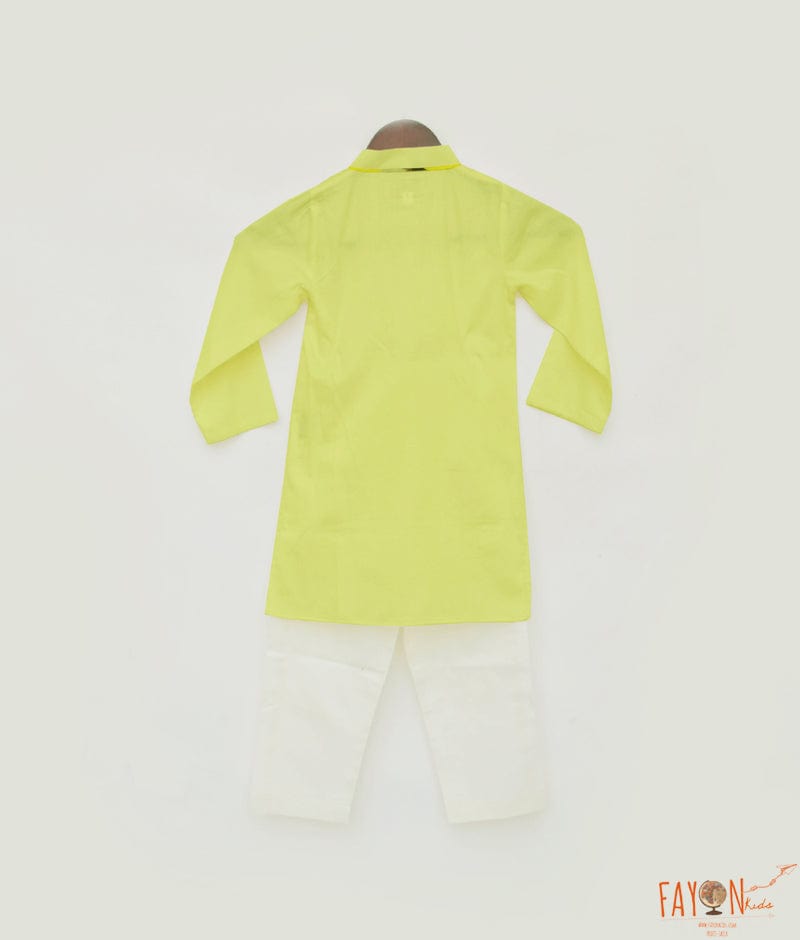 Yellow Silk Kurta with Pant for Boys