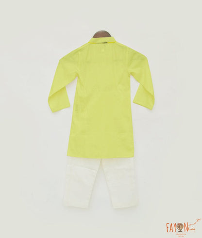 Yellow Silk Kurta with Pant for Boys