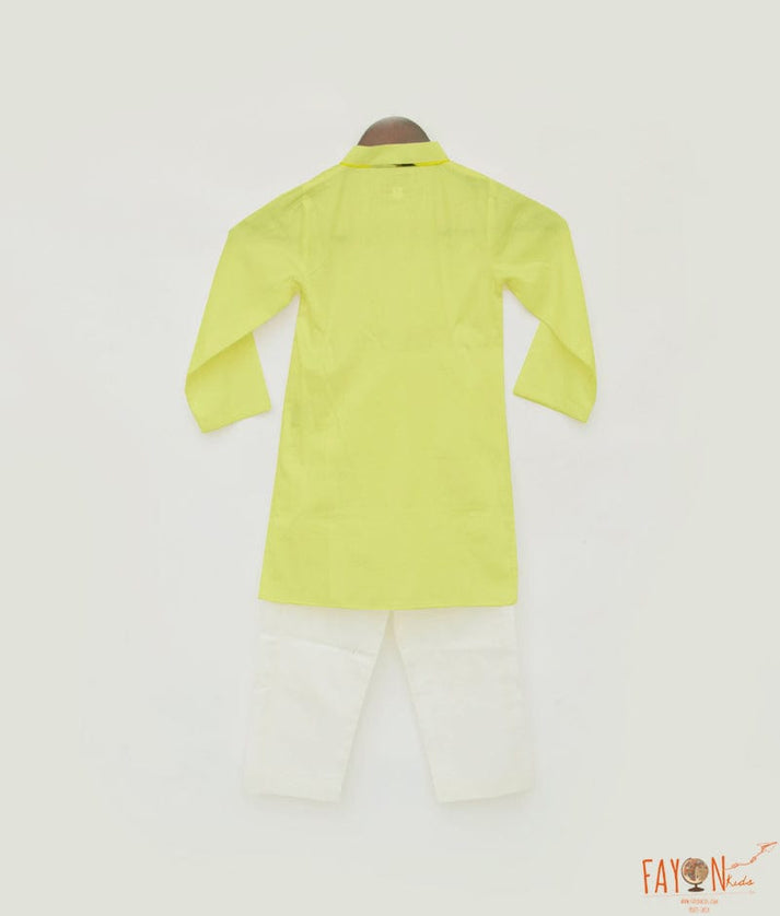 Yellow Silk Kurta with Pant for Boys