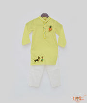 Yellow Silk Kurta with Pant for Boys