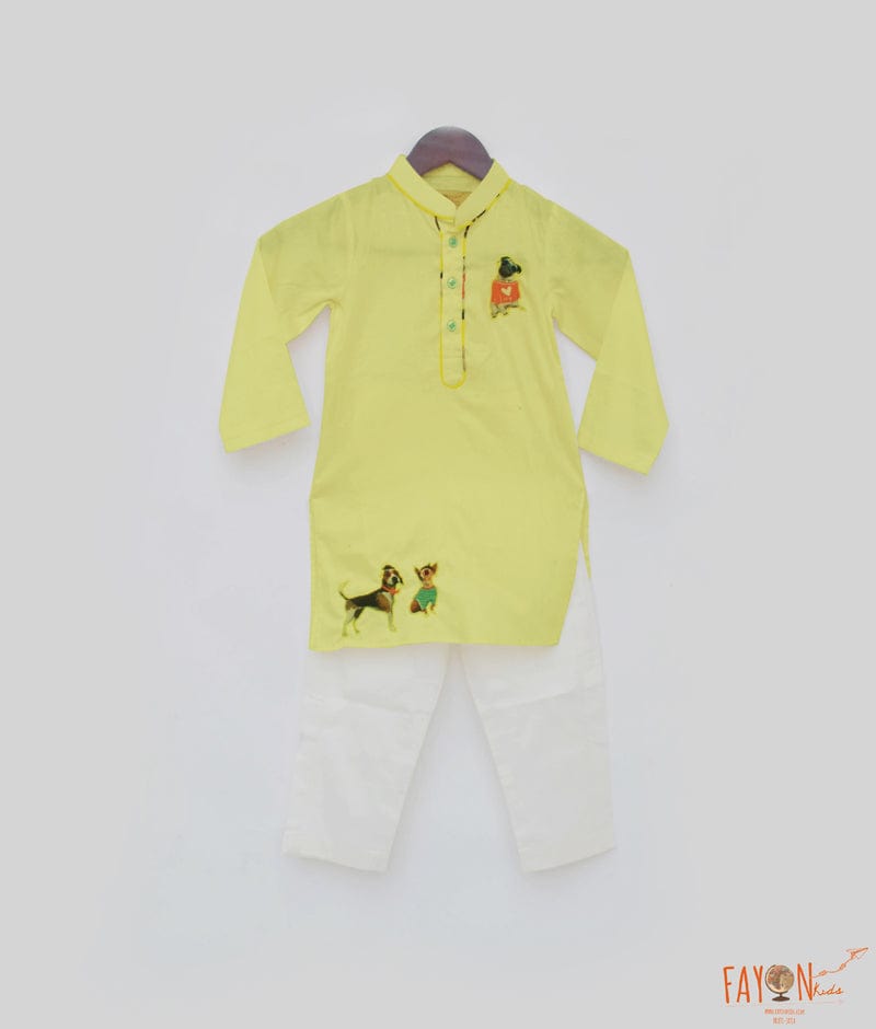 Yellow Silk Kurta with Pant for Boys