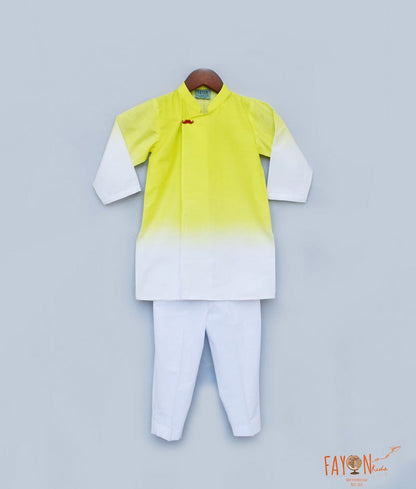 Yellow White Ombre Kurta with Pant for Boys