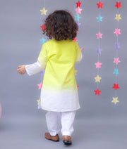 Yellow White Ombre Kurta with Pant for Boys