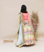 Luxe Pink Silk Flower Boti Embroidery Lehenga with Choli Organza Dupatta for Girls