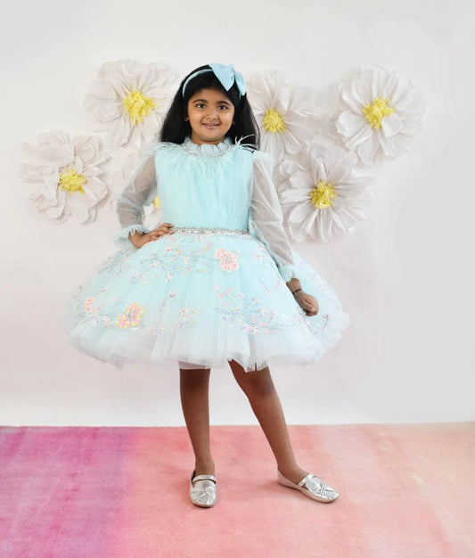 Manufactured by FAYON KIDS (Noida, U.P) Aqua Blue Frock for Girls