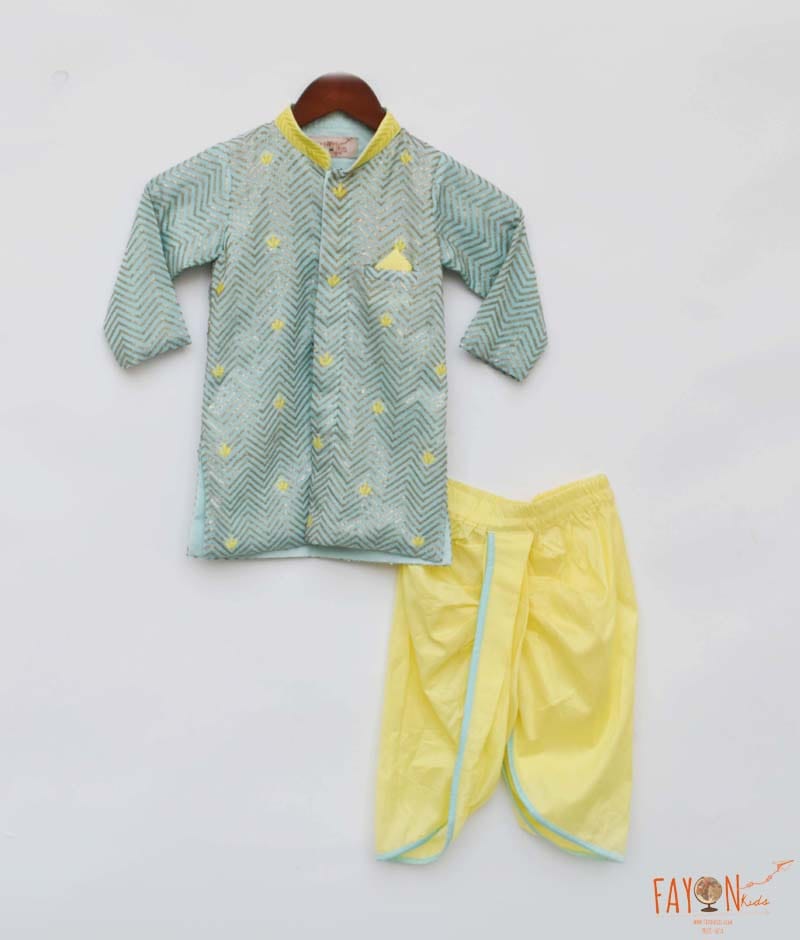 Aqua Blue Kurta with Dhoti for Boys