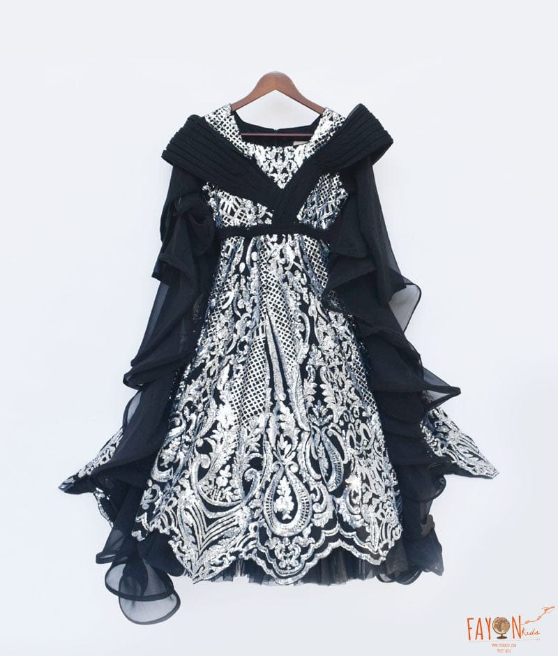 Manufactured by FAYON KIDS (Noida, U.P) Black and Silver Sequence Gown for Girls
