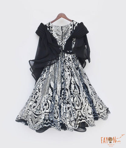 Manufactured by FAYON KIDS (Noida, U.P) Black and Silver Sequence Gown for Girls