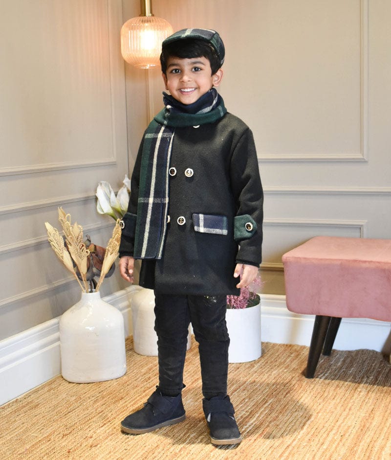 Manufactured by FAYON KIDS (Noida, U.P) Black Felt Coat for Boys