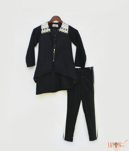 Manufactured by FAYON KIDS (Noida, U.P) Black Kurta Pant and Jacket for Boys