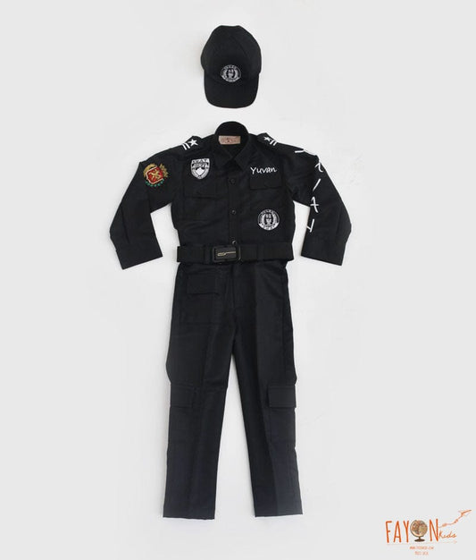 Manufactured by FAYON KIDS (Noida, U.P) Black Shirt with Motifs and Pant for Boys