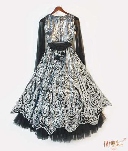 Manufactured by FAYON KIDS (Noida, U.P) Black Silver Sequence Choli with Embroidery Lehenga for Girls