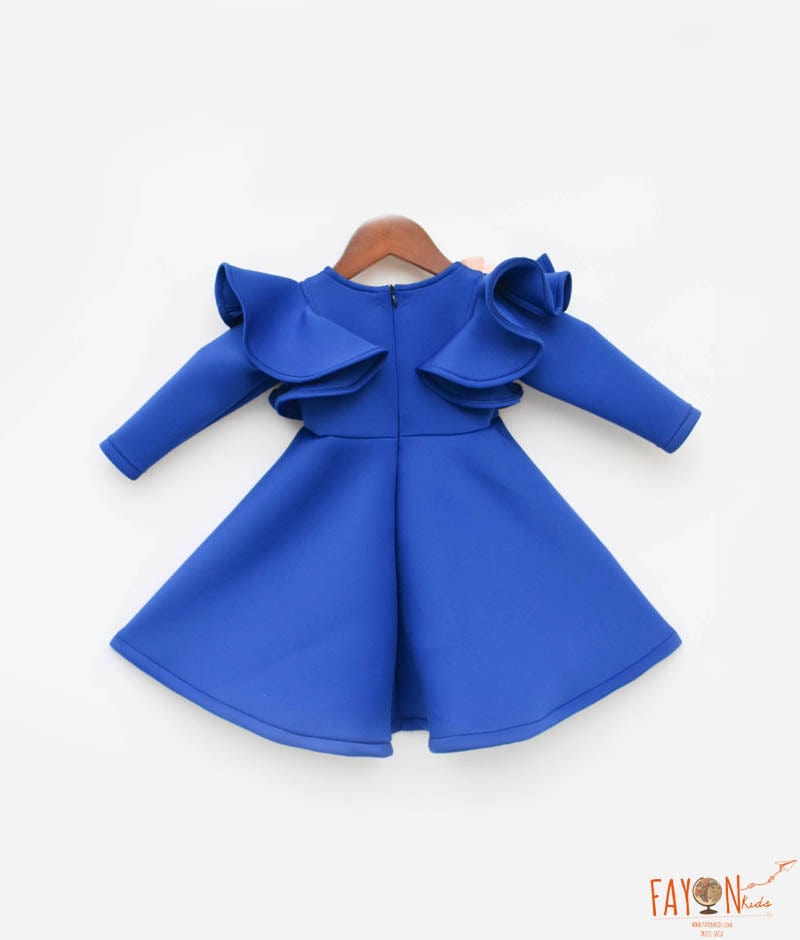 Manufactured by FAYON KIDS (Noida, U.P) Blue High Low Lycra Dress for Girls