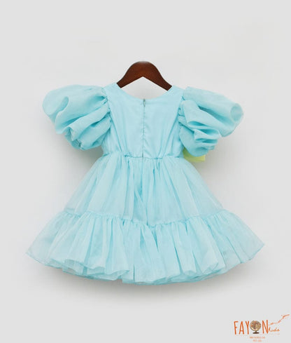 Manufactured by FAYON KIDS (Noida, U.P) Blue Organza Dress for Girls