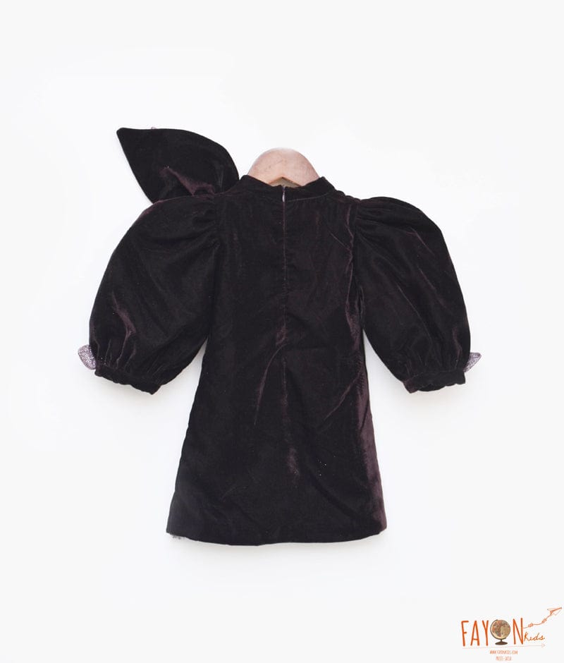 Manufactured by FAYON KIDS (Noida, U.P) Brown Velvet Dress for Girls