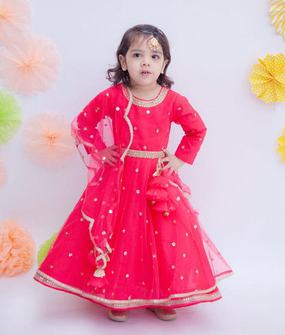 Manufactured by FAYON KIDS (Noida, U.P) Coral Boti Net Anarkali for Girls