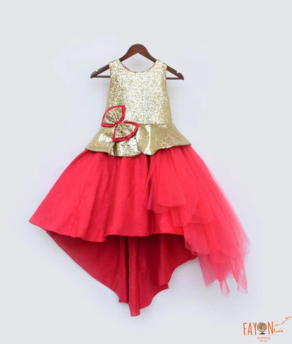 Manufactured by FAYON KIDS (Noida, U.P) Coral Pink Net Gown for Girls