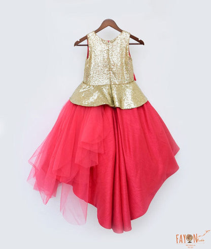 Manufactured by FAYON KIDS (Noida, U.P) Coral Pink Net Gown for Girls