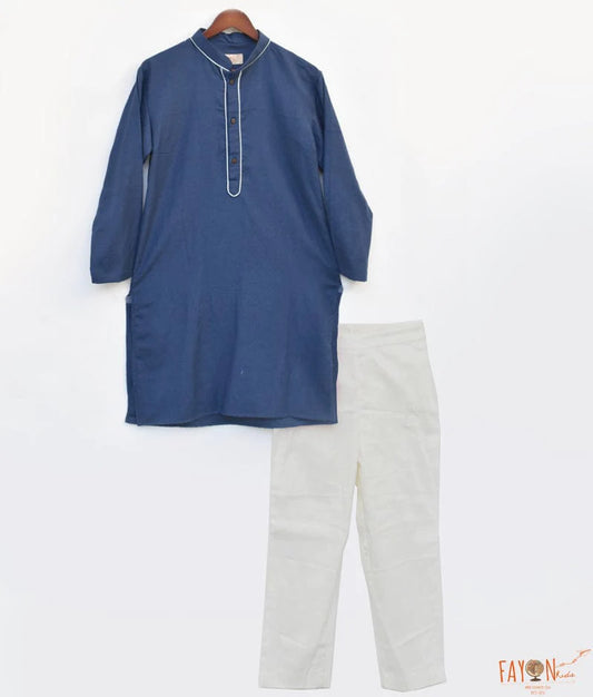 Manufactured by FAYON KIDS (Noida, U.P) Dark Blue Kurta with Pant for Boys