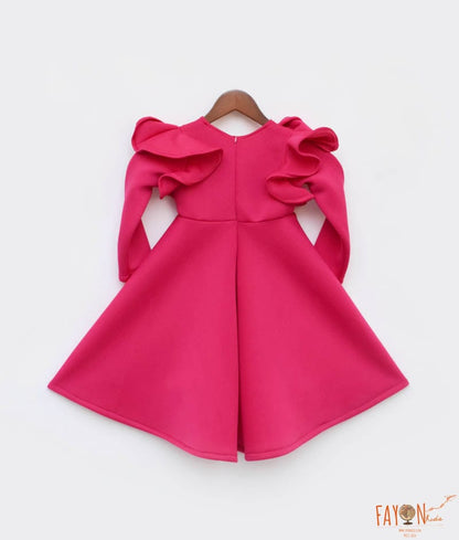 Manufactured by FAYON KIDS (Noida, U.P) Dark Pink Lycra Dress for Girls