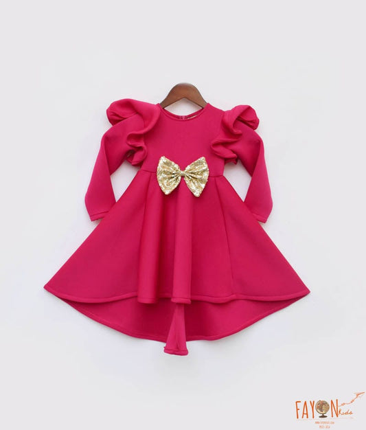 Manufactured by FAYON KIDS (Noida, U.P) Dark Pink Lycra Dress for Girls