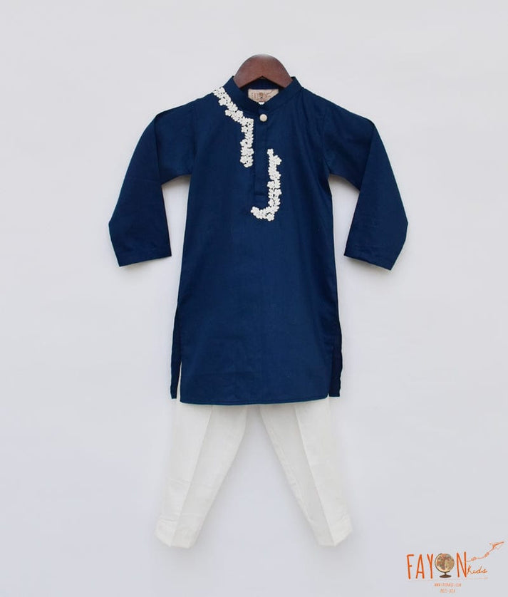 Manufactured by FAYON KIDS (Noida, U.P) Dori Embroidery Blue Kurta and Pant set for Boys