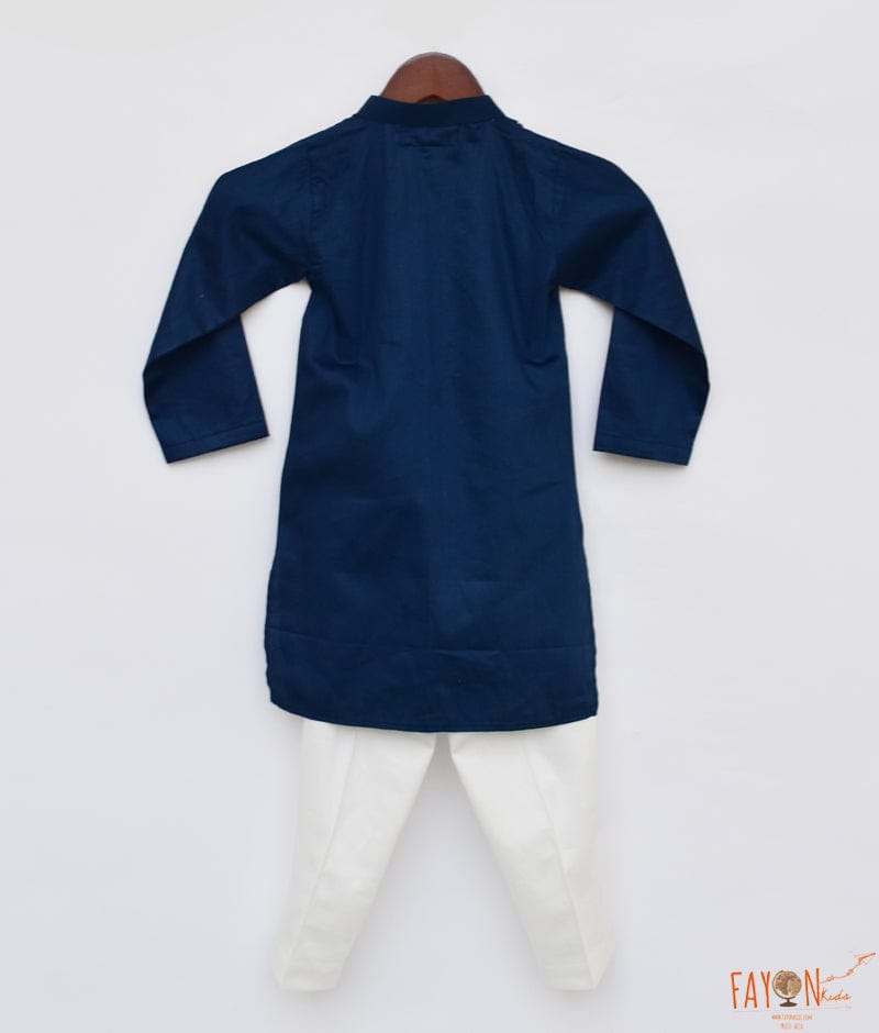 Manufactured by FAYON KIDS (Noida, U.P) Dori Embroidery Blue Kurta and Pant set for Boys