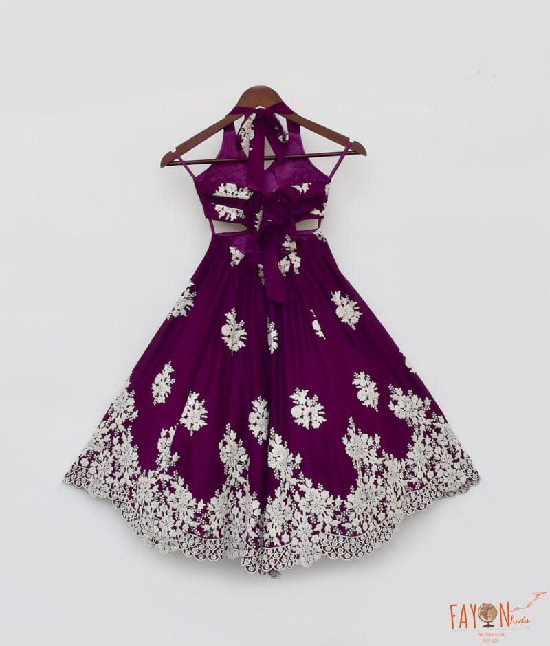 Manufactured by FAYON KIDS (Noida, U.P) Embroidered Wine Gown for Girls
