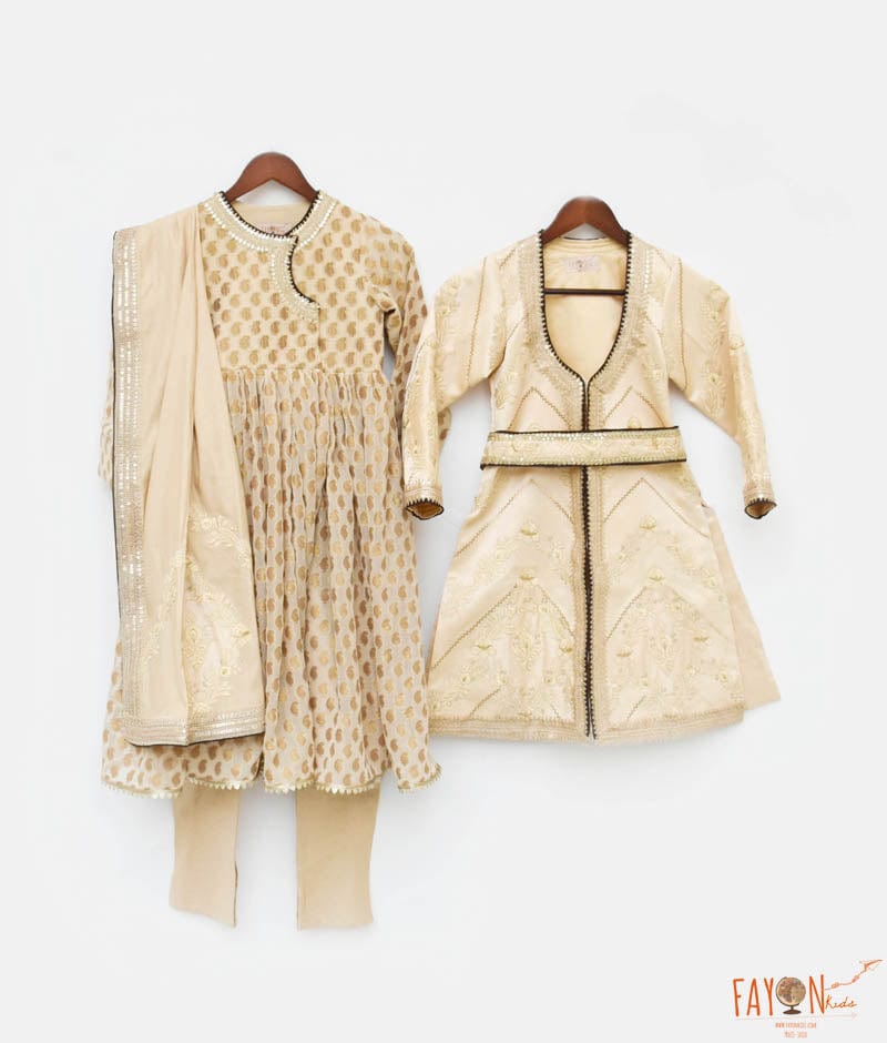 Manufactured by FAYON KIDS (Noida, U.P) Golden Embroidery Jacket with Long Anarkali for Boys