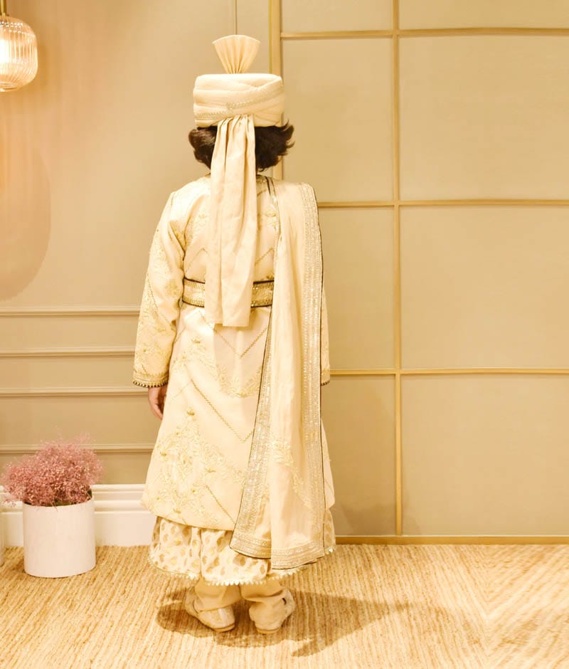 Manufactured by FAYON KIDS (Noida, U.P) Golden Embroidery Jacket with Long Anarkali for Boys