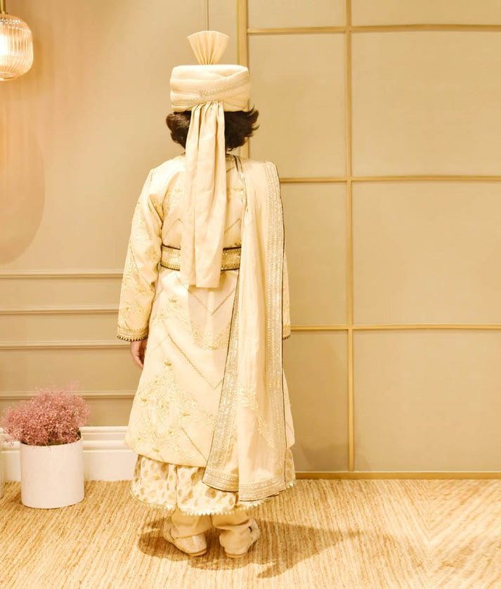Manufactured by FAYON KIDS (Noida, U.P) Golden Embroidery Jacket with Long Anarkali for Boys