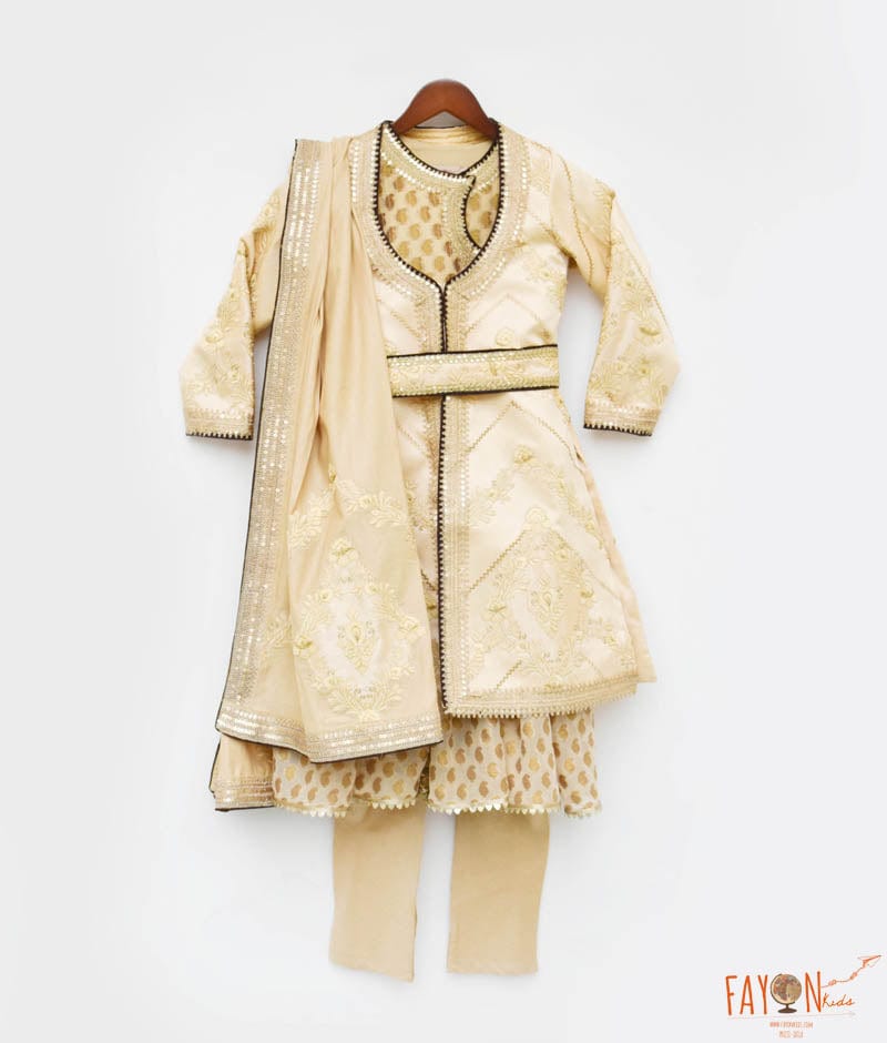 Manufactured by FAYON KIDS (Noida, U.P) Golden Embroidery Jacket with Long Anarkali for Boys