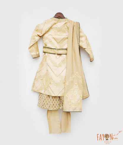 Manufactured by FAYON KIDS (Noida, U.P) Golden Embroidery Jacket with Long Anarkali for Boys