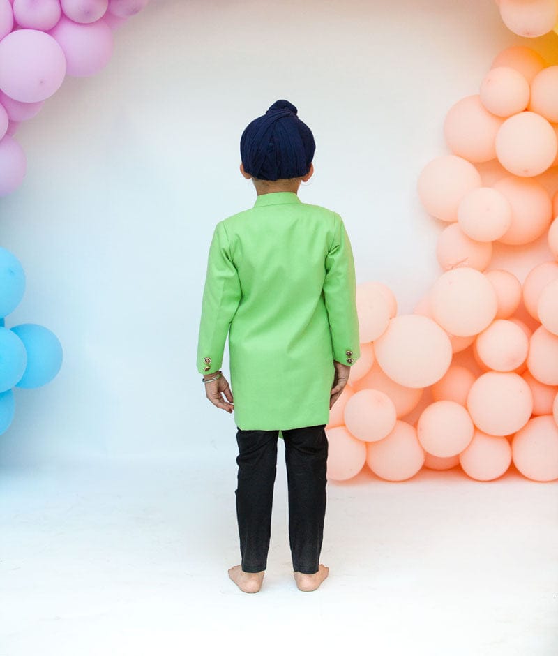 Manufactured by FAYON KIDS (Noida, U.P) Green Achkan with Black Pant for Boys