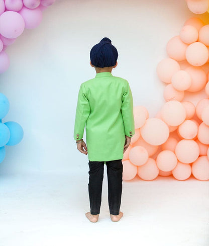 Manufactured by FAYON KIDS (Noida, U.P) Green Achkan with Black Pant for Boys