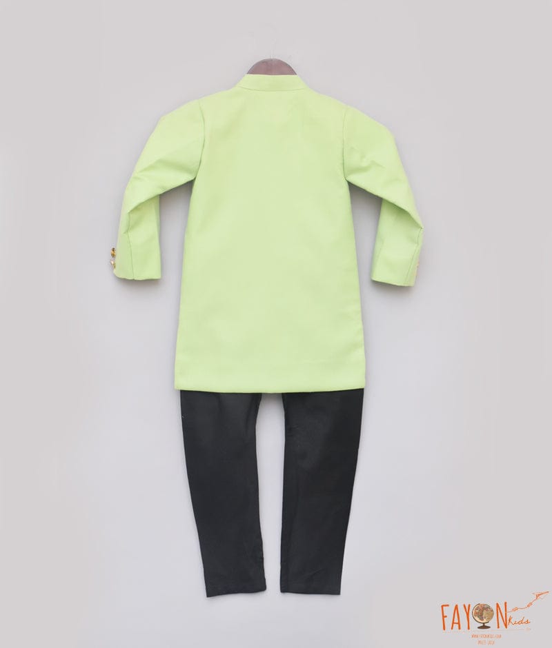 Manufactured by FAYON KIDS (Noida, U.P) Green Achkan with Black Pant for Boys