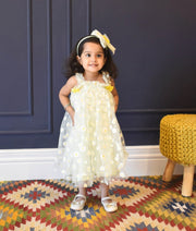 Manufactured by FAYON KIDS (Noida, U.P) Green Flower Print Net Dress for Girls