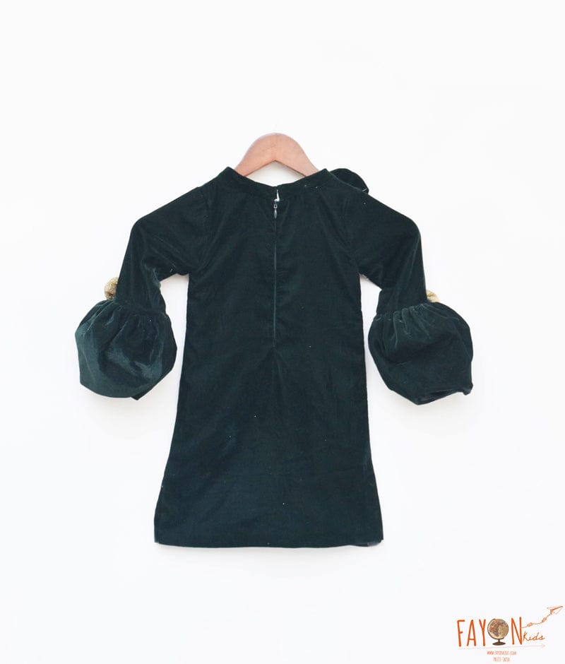 Manufactured by FAYON KIDS (Noida, U.P) Green Velvet Dress for Girls