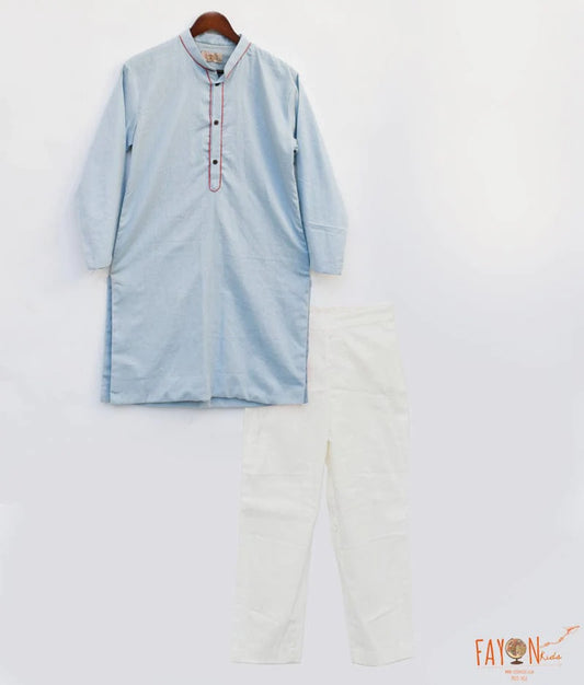 Manufactured by FAYON KIDS (Noida, U.P) Ice Blue Kurta with Pant for Boys