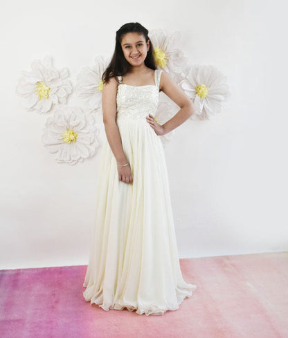 Manufactured by FAYON KIDS (Noida, U.P) Ivory Shiffon Gown for Girls