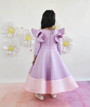 Light Purple Lycra Dress with Flowers for Girls