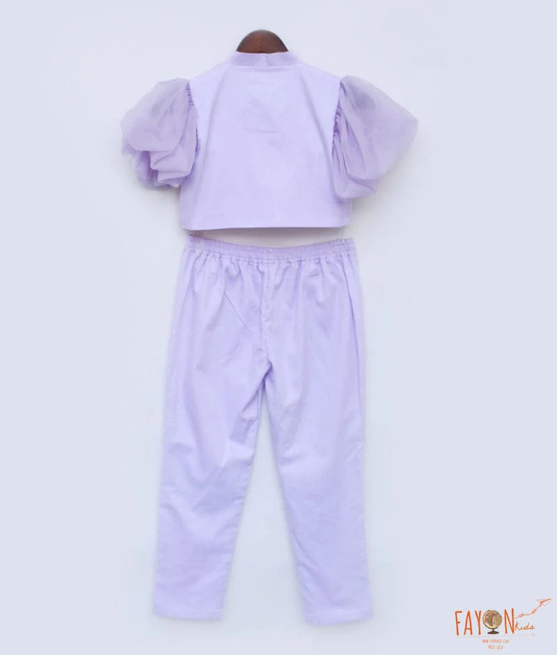 Manufactured by FAYON KIDS (Noida, U.P) Lilac Crop Top with Pant for Girls